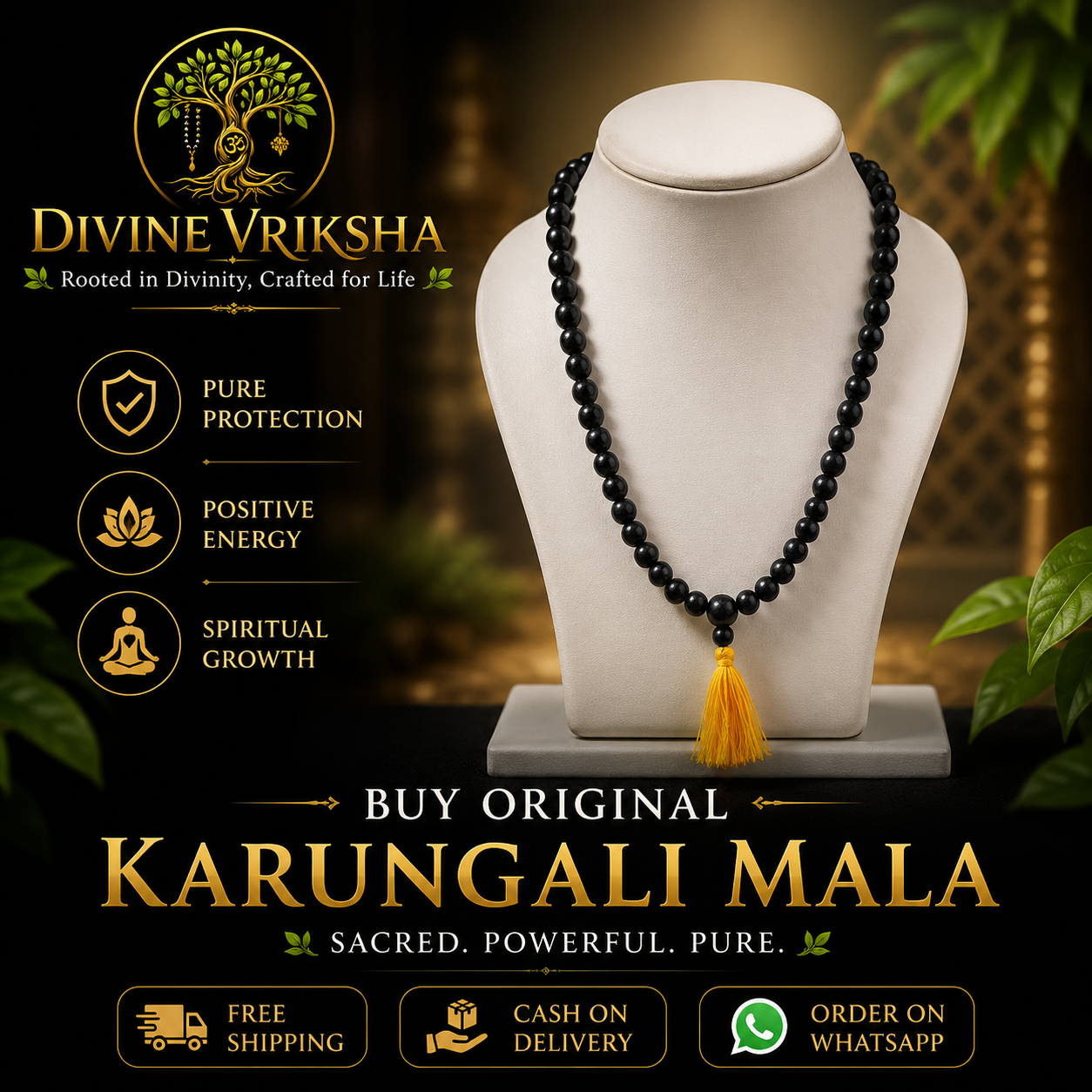 Natural Karungali Mala for Spiritual Growth & Peace