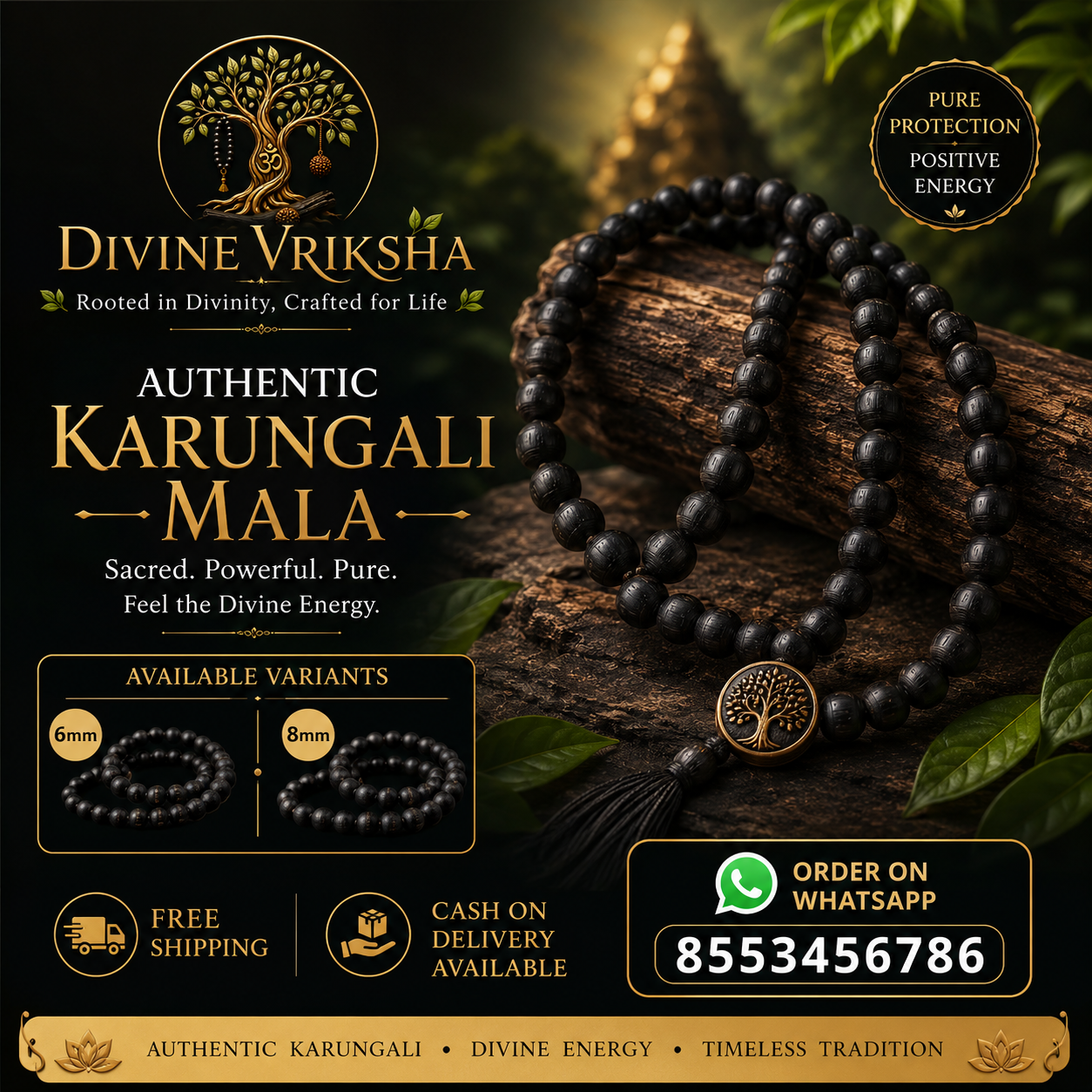 Natural Karungali Mala for Spiritual Growth & Peace